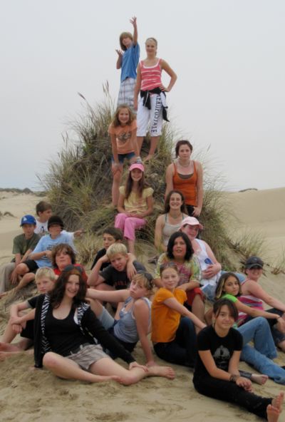 Students at the beach