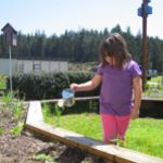 Student gardening